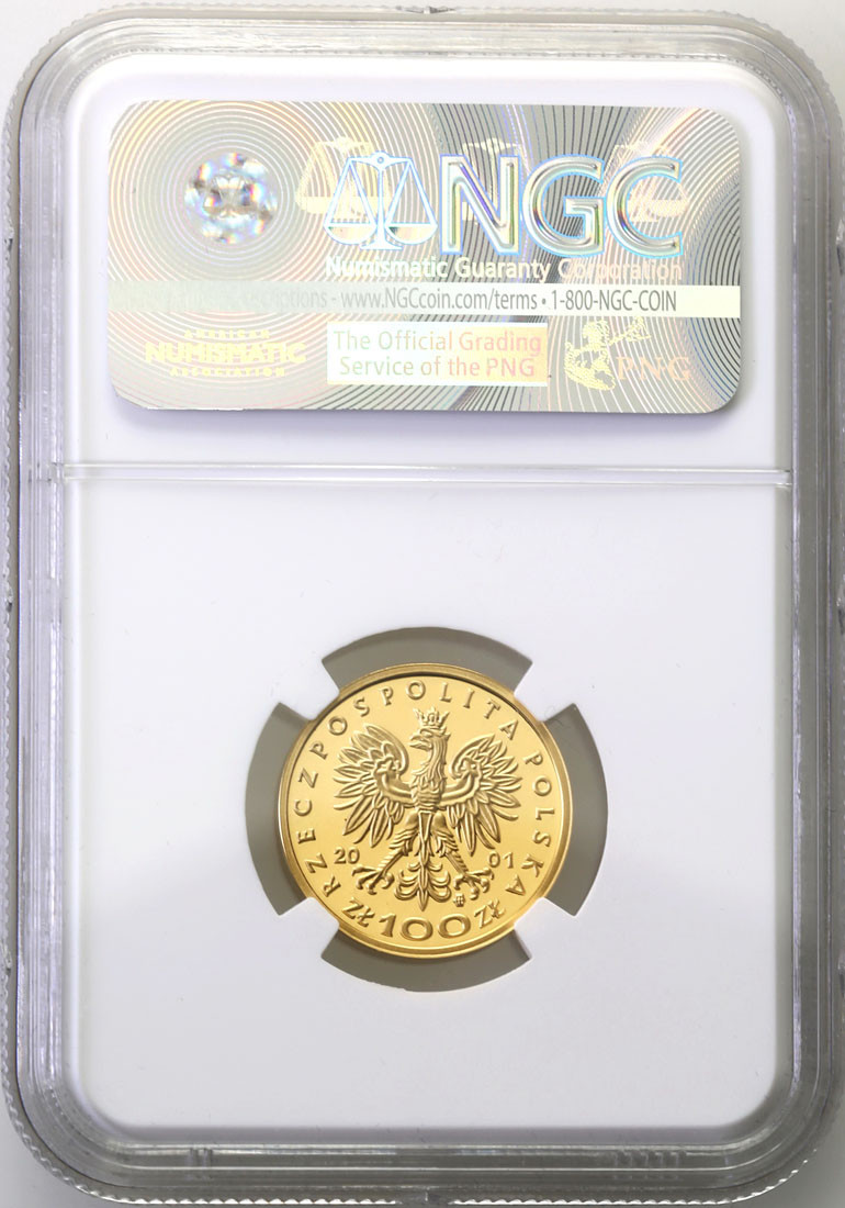 III RP. 100 złotych 2001 Jan III Sobieski NGC PF69 ULTRA CAMEO (2 MAX)